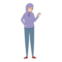 Guy in hoodie icon, cartoon style vector