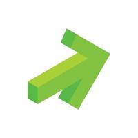 Green arrow isometric 3d icon vector