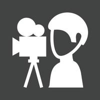 Camera Man Glyph Inverted Icon vector