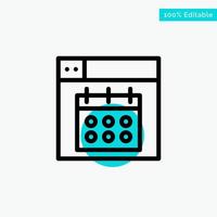 Web Design Calendar Date turquoise highlight circle point Vector icon