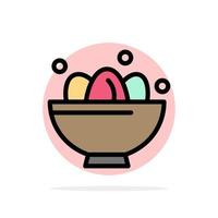 Bowl Celebration Easter Egg Nest Abstract Circle Background Flat color Icon vector