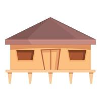 vector de dibujos animados de icono de bungalow. casa en la playa