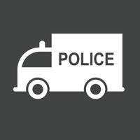 Police Van Glyph Inverted Icon vector