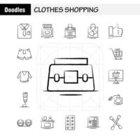 icono dibujado a mano de compras de ropa para impresión web y kit de uxui móvil, como ropa de camisa, vestido plegable, paquete de pictogramas de crema cosmética de belleza, vector