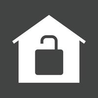 Unlocked House Glyph Inverted Icon vector