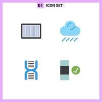 Set of 4 Modern UI Icons Symbols Signs for barcode education shopping weather school Editable Vector Design Elements