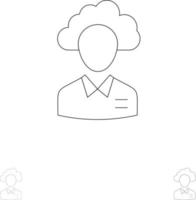 Outsource Cloud Human Management Manager People Resource Bold and thin black line icon set vector