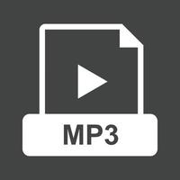 icono de glifo invertido de mp3 vector