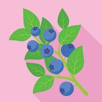 Billberry branch icon, flat style vector