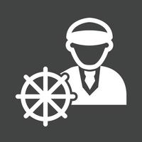 icono de glifo de capitán de barco invertido vector