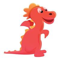 Kid red dragon icon, cartoon style vector