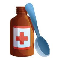 Healthcare cough syrup icon, cartoon style vector