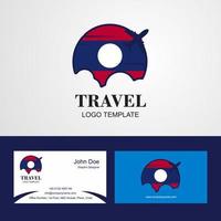 logotipo de la bandera de laos de viaje y diseño de tarjeta de visita vector