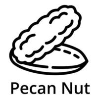 icono de nuez pecan, estilo de esquema vector