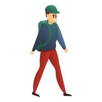 Trekking man icon, cartoon style vector