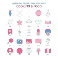 Cooking and Food icon Dusky Flat color Vintage 25 Icon Pack vector