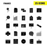 Finance Solid Glyph Icons Set For Infographics Mobile UXUI Kit And Print Design Include Graph Business Rate Chart Files Documents Folders Text Collection Modern Infographic Logo and Pictog vector