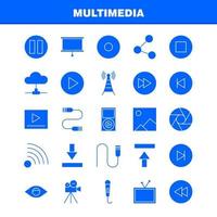 icono de glifo sólido multimedia para impresión web y kit de uxui móvil, como micrófono de medios, control de sonido, vector de paquete de pictogramas de medios de avance rápido