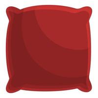 acogedor hogar almohada roja icono, estilo de dibujos animados vector