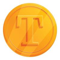 Gold bonus token icon, cartoon style vector