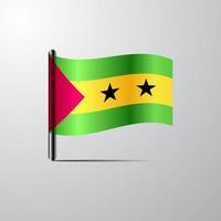 Sao Tome and Principe waving Shiny Flag design vector