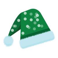 vector de dibujos animados de icono de sombrero de Navidad verde. gorro de invierno
