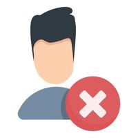 Delete young user icon, cartoon style vector