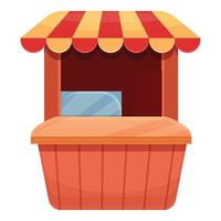 Street food vending stand icon, cartoon style vector