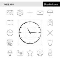 Set of 17 Web App handdrawn icon set vector