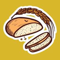 Wheat bread icon, hand drawn style vector