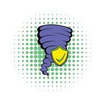 Hurricane insurance icon, comics style vector