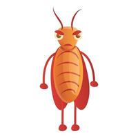 Angry cockroach icon, cartoon style vector