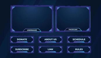 Blue live stream twitch panels full package element design vector