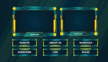 Set of abstract green and yellow twitch panels overlay design vector