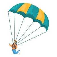 Young skydiver icon, cartoon style vector