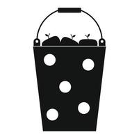 Bucket of fruit black simple icon vector