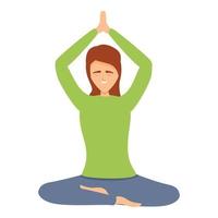 Retreat meditation icon, cartoon style vector