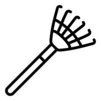 Leaf rake icon, outline style vector