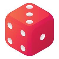 Rolling dice icon, isometric style vector