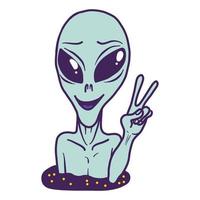 Extra terrestrial icon, hand drawn style vector