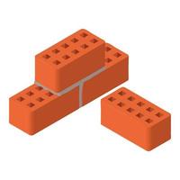 Red bricks icon, isometric style vector