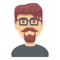 Bearded guy with glasses icon, cartoon style vector