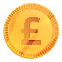 Pound coin icon, cartoon style vector