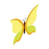 Yellow butterfly icon, isometric 3d style vector