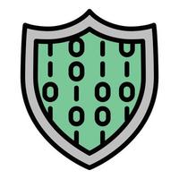 Digital shield icon outline vector. Internet security vector