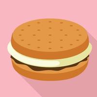 Marshmallow burger icon, flat style vector