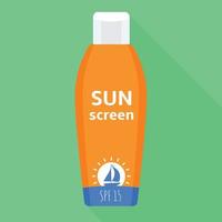 Sunscreen bottle icon, flat style vector