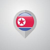 puntero de navegación del mapa con el vector de diseño de la bandera de corea del norte