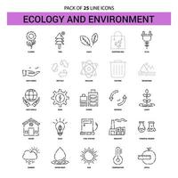 conjunto de iconos de línea de ecología y medio ambiente 25 estilo de contorno discontinuo vector