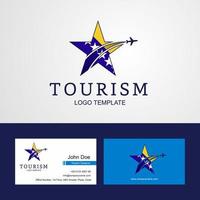 viajes bosnia y herzegovina bandera creative star logo y business card design vector